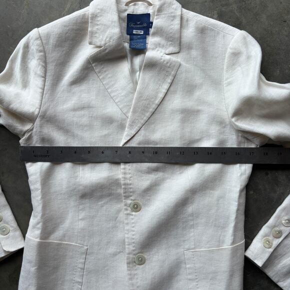 Vintage Faconnable Blazer Men's Sz 6 Beige Linen Canvas Hopsack Premium Designer - Picture 9 of 11